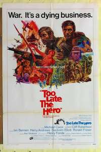 d838 TOO LATE THE HERO int'l style A one-sheet movie poster '70 Michael Caine