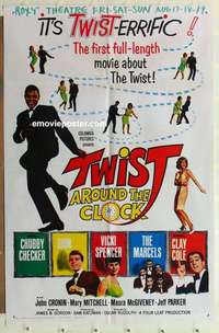 d867 TWIST AROUND THE CLOCK one-sheet movie poster '62 Chubby Checker