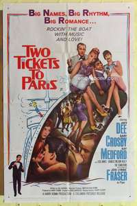 d873 TWO TICKETS TO PARIS one-sheet movie poster '62 rock 'n' roll!