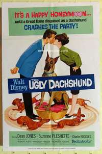 d883 UGLY DACHSHUND one-sheet movie poster '66 Walt Disney, Dean Jones