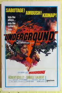 d892 UNDERGROUND int'l one-sheet movie poster '70 Robert Goulet, WWII!