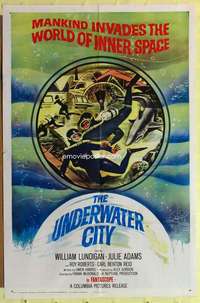 d893 UNDERWATER CITY one-sheet movie poster '61 Lundigan, scuba sci-fi!