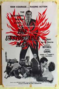 d896 UNSTOPPABLE MAN one-sheet movie poster '60 Cameron Mitchell, English!