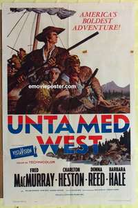 d256 FAR HORIZONS one-sheet movie poster R61 Charlton Heston, Untamed West!