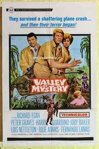 d907 VALLEY OF MYSTERY one-sheet movie poster '67 Peter Graves, Richard Egan