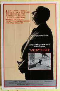 d915 VERTIGO one-sheet movie poster R83 James Stewart, Alfred Hitchcock