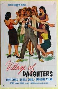 d919 VILLAGE OF DAUGHTERS one-sheet movie poster '62 Sykes, English sex!