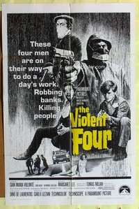 d922 VIOLENT FOUR one-sheet movie poster '68 Gian Maria Volonte, Italian!