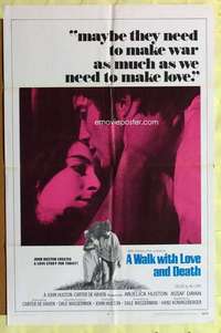 d929 WALK WITH LOVE & DEATH int'l one-sheet movie poster '69 John Huston