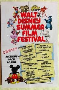 d932 WALT DISNEY SUMMER FESTIVAL one-sheet movie poster c70s 16 movies!