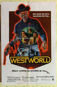 d942 WESTWORLD one-sheet movie poster '73 Yul Brynner, James Brolin