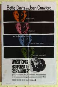 d945 WHAT EVER HAPPENED TO BABY JANE one-sheet movie poster '62 Davis