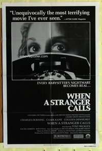 d951 WHEN A STRANGER CALLS one-sheet movie poster '79 sitter's nightmare!