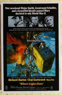 d957 WHERE EAGLES DARE one-sheet movie poster '68 Clint Eastwood, Burton