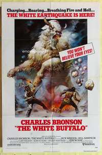 d963 WHITE BUFFALO one-sheet movie poster '77 Charles Bronson, Boris art!