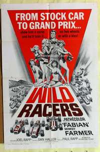 d968 WILD RACERS one-sheet movie poster '68 Fabian, AIP, car racing!