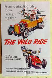 d969 WILD RIDE one-sheet movie poster '60 hot rod racing, Jack Nicholson!