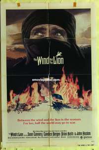 d974 WIND & THE LION one-sheet movie poster '75 Sean Connery, Bergen