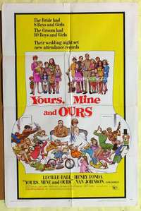 d994 YOURS, MINE & OURS one-sheet movie poster '68 Fonda, Frazetta art!