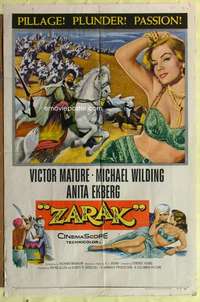 d997 ZARAK one-sheet movie poster '56 sexy Anita Ekberg, Victor Mature