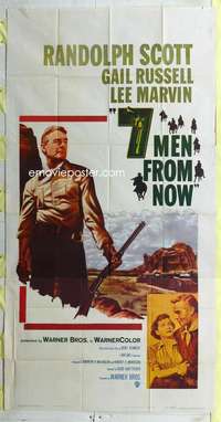 e129 7 MEN FROM NOW three-sheet movie poster '56 Scott, Budd Boetticher