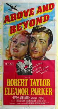 e132 ABOVE & BEYOND three-sheet movie poster '52 Robert Taylor, Eleanor Parker