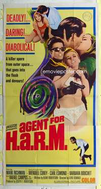 e014 AGENT FOR HARM three-sheet movie poster '66 Mark Richman, spies!