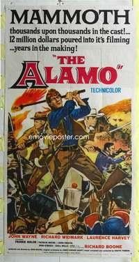 e138 ALAMO three-sheet movie poster '60 John Wayne, Richard Widmark