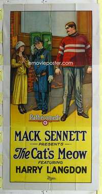 e221 CAT'S MEOW three-sheet movie poster '24 Harry Langdon, Mack Sennett