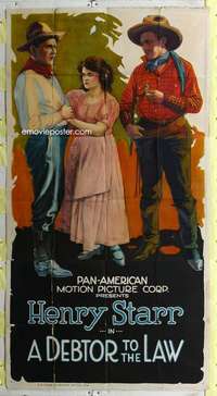 e255 DEBTOR TO THE LAW style A three-sheet movie poster '19 outlaw Henry Starr!