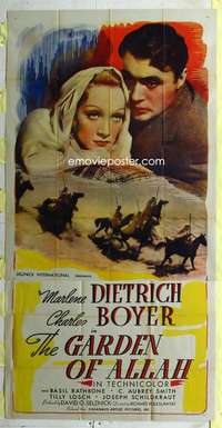 e297 GARDEN OF ALLAH three-sheet movie poster R45 Marlene Dietrich, Boyer