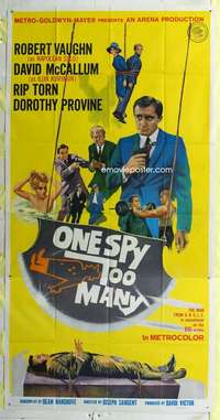 e007 ONE SPY TOO MANY three-sheet movie poster '66 Vaughn, Man from UNCLE!