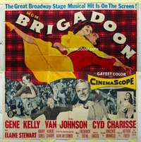 e036 BRIGADOON six-sheet movie poster '54 Gene Kelly, Cyd Charisse