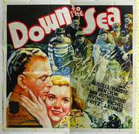 e048 DOWN TO THE SEA six-sheet movie poster '36 cool stone litho image!