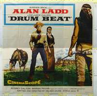 e049 DRUM BEAT six-sheet movie poster '54 Alan Ladd, Audrey Dalton