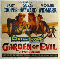 e056 GARDEN OF EVIL six-sheet movie poster '54 Gary Cooper, Susan Hayward