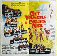 e058 GET YOURSELF A COLLEGE GIRL six-sheet movie poster '64 rock&roll!