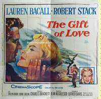e060 GIFT OF LOVE six-sheet movie poster '58 Lauren Bacall, Robert Stack