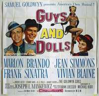 e066 GUYS & DOLLS six-sheet movie poster '55 Brando, Simmons. Sinatra