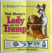 e078 LADY & THE TRAMP six-sheet movie poster R62 Walt Disney classic!