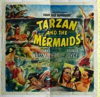 e113 TARZAN & THE MERMAIDS six-sheet movie poster '48 Weissmuller