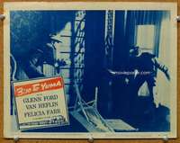 f241 3:10 TO YUMA movie lobby card #8 '57 Van Heflin fights for life!