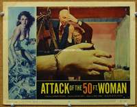 f288 ATTACK OF THE 50 FT WOMAN movie lobby card #2 '58 grab hand!