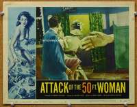 f289 ATTACK OF THE 50 FT WOMAN movie lobby card #7 '58 fight hand!