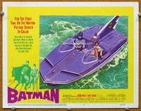 f302 BATMAN movie lobby card #3 '66 Batman & Robin in Bat Boat!