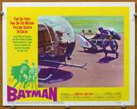 f303 BATMAN movie lobby card #5 '66 Adam West by Bat Cycle!