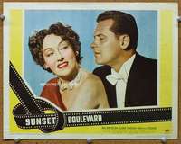 f034 SUNSET BLVD movie lobby card #7 '50 Holden & Swanson close up!