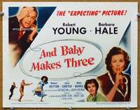 f116 AND BABY MAKES THREE title movie lobby card R56 Robert Young, Hale