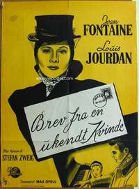 h051 LETTER FROM AN UNKNOWN WOMAN Danish movie poster '48 Fontaine