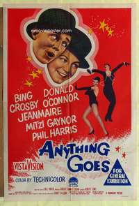 h721 ANYTHING GOES Aust one-sheet movie poster '56 Bing Crosby, O'Connor